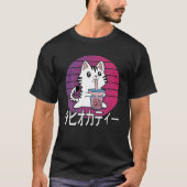 Cute Japanese Kawaii Cat Boba Bubble Tea Vaporwave T-shirt (Voorkant)