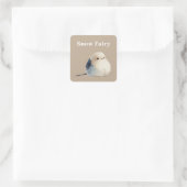Cute Japanese Long-Tailed Tit Snow Fairy Vierkante Sticker (Tas)