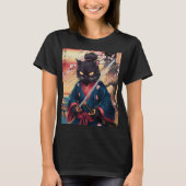 Cute Japanese Samurai Cat  T-shirt (Voorkant)
