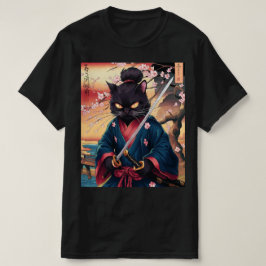 Cute Japanese Samurai Cat  T-shirt