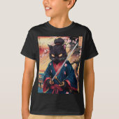 Cute Japanese Samurai Cat  T-shirt (Voorkant)