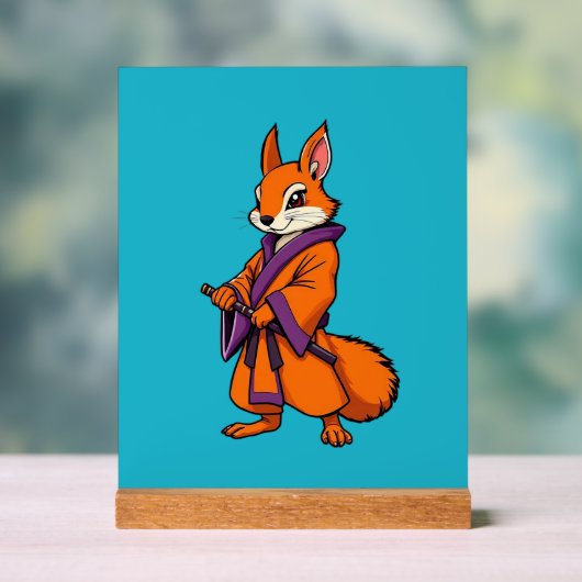 Cute Japanese Samurai Squirrel Acryl Bord (Neutraal)