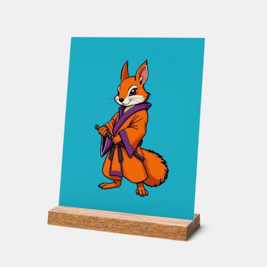 Cute Japanese Samurai Squirrel Acryl Bord (Hoek)