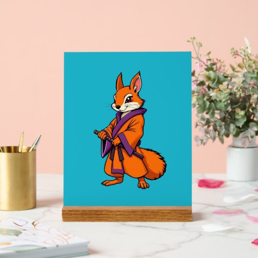 Cute Japanese Samurai Squirrel Acryl Bord (Huwelijk)