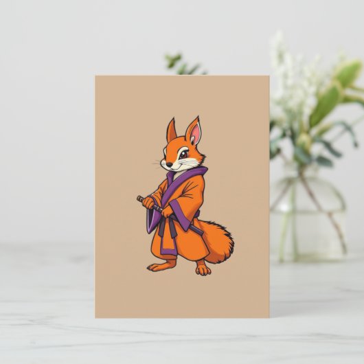 Cute Japanese Samurai Squirrel Bedankkaart (Staand voorkant)