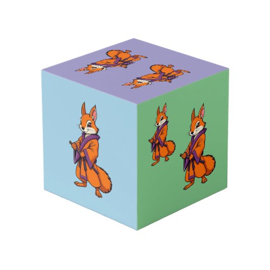 Cute Japanese Samurai Squirrel Kubus (Achter hoekig)