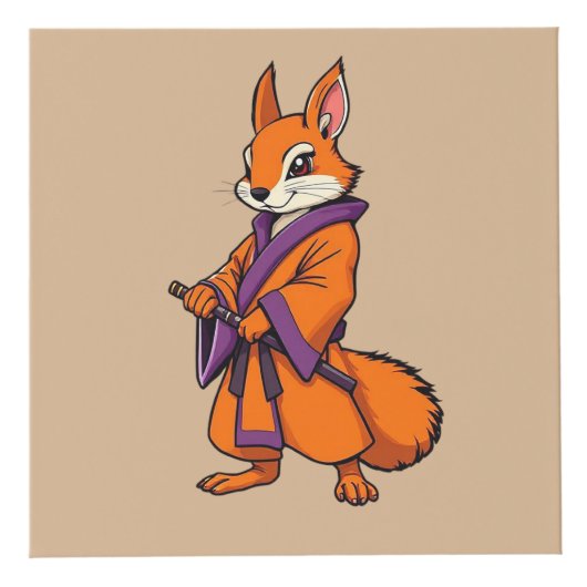 Cute Japanese Samurai Squirrel Kubus (Voorkant)