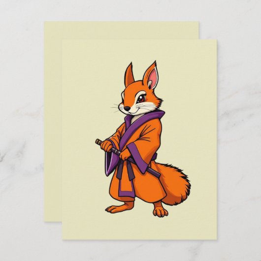 Cute Japanese Samurai Squirrel Notitiekaartje (Voorkant / Achterkant)