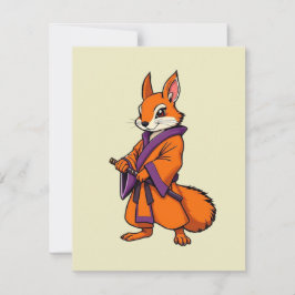 Cute Japanese Samurai Squirrel Notitiekaartje