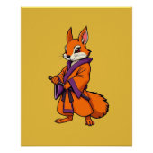 Cute Japanese Samurai Squirrel Perfect Poster (Voorkant)
