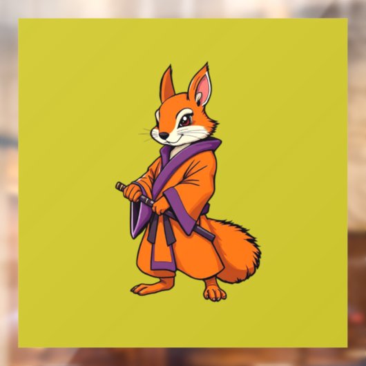 Cute Japanese Samurai Squirrel Raamsticker (Vel 2)