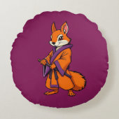 Cute Japanese Samurai Squirrel Rond Kussen (Voorkant)