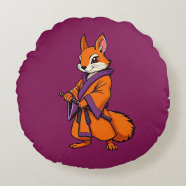 Cute Japanese Samurai Squirrel Rond Kussen