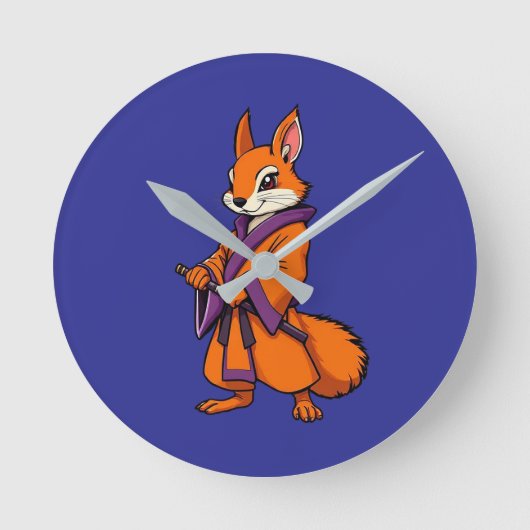 Cute Japanese Samurai Squirrel Ronde Klok (Voorkant)