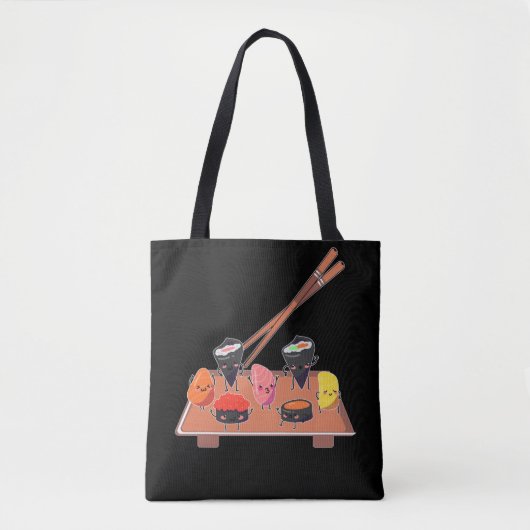 Cute Japans Food Happy Dancing Sushi Tote Bag (Voorkant)