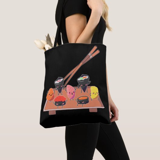 Cute Japans Food Happy Dancing Sushi Tote Bag (Dichtbij)