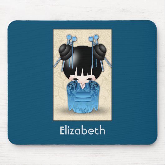 Cute Japans Kokeshi Doll op maat Muismat (Voorkant)