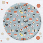 Cute Japans Sushi Pattern Papieren Bordje<br><div class="desc">Heerlijke sushi,  nigiri en maki roll patroon. Originele kunst van Nic Squirrell.</div>