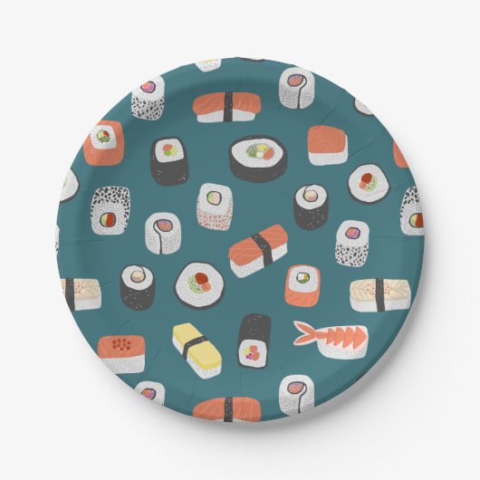 Cute Japans Sushi Pattern Papieren Bordje (Voorkant)