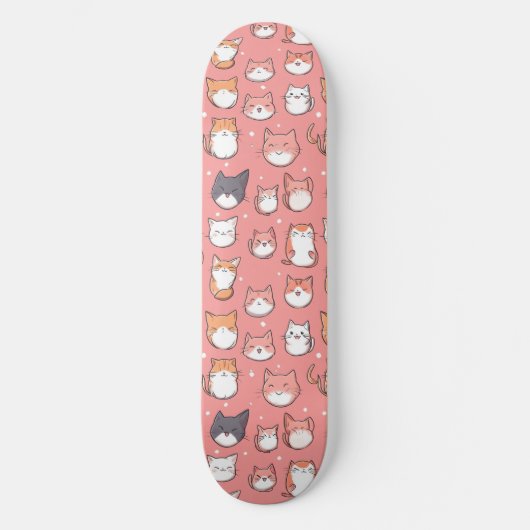 Cute Japanse Animekattenpatroon Skateboard (Voorkant)