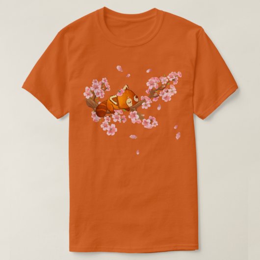 Cute Japanse Art Cherry Blossom Kawaii Red Panda T-shirt (Design voorkant)