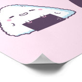 Cute Japanse Food Onigiri Doodles Funny Poster (Hoek)