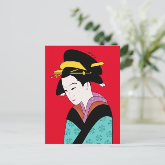 Cute Japanse Geisha Briefkaart (Staand voorkant)
