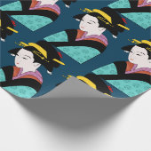 Cute Japanse Geisha Cadeaupapier (Hoek)