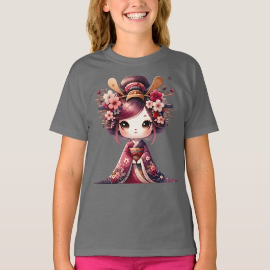 Cute Japanse Geisha T-shirt (Voorkant)