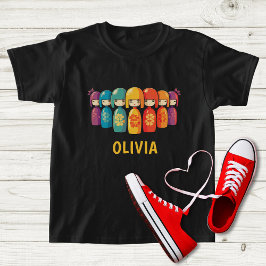 Cute Japanse Kokeshi-poppen  T-shirt