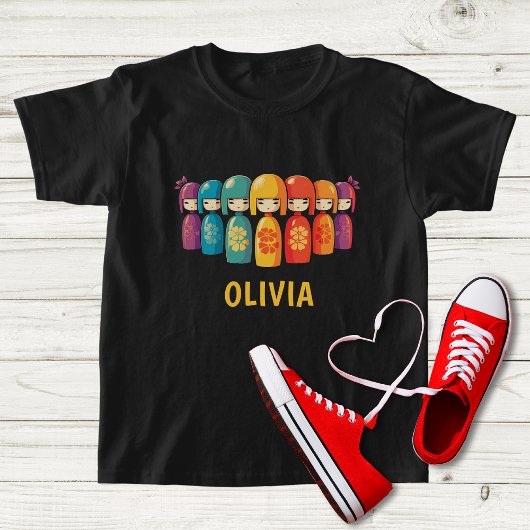 Cute Japanse Kokeshi-poppen  T-shirt