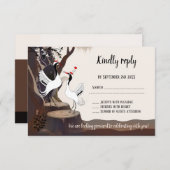 Cute Japanse Kraan RSVP Kaart (Voorkant / Achterkant)