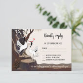 Cute Japanse Kraanvogels RSVP Kaart (Staand voorkant)
