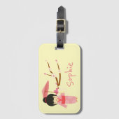Cute Japanse roze Cherry Blossom Geisha Bagagelabel (Voorkant (verticaal))