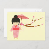 Cute Japanse roze Cherry Blossom Geisha Briefkaart (Voorkant / Achterkant)