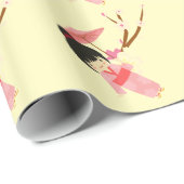 Cute Japanse roze Cherry Blossom Geisha Cadeaupapier (Rol Hoek)