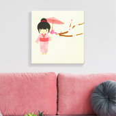Cute Japanse roze Cherry Blossom Geisha Canvas Afdruk (Insitu (Woonkamer))