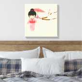 Cute Japanse roze Cherry Blossom Geisha Canvas Afdruk (Insitu (Slaapkamer))