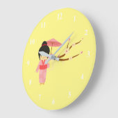 Cute Japanse roze Cherry Blossom Geisha Grote Klok (Hoek)