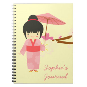Cute Japanse roze Cherry Blossom Geisha Notitieboek