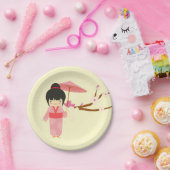 Cute Japanse roze Cherry Blossom Geisha Papieren Bordje (Feest)