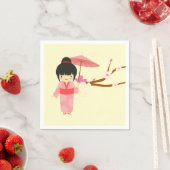 Cute Japanse roze Cherry Blossom Geisha Servet (Insitu)