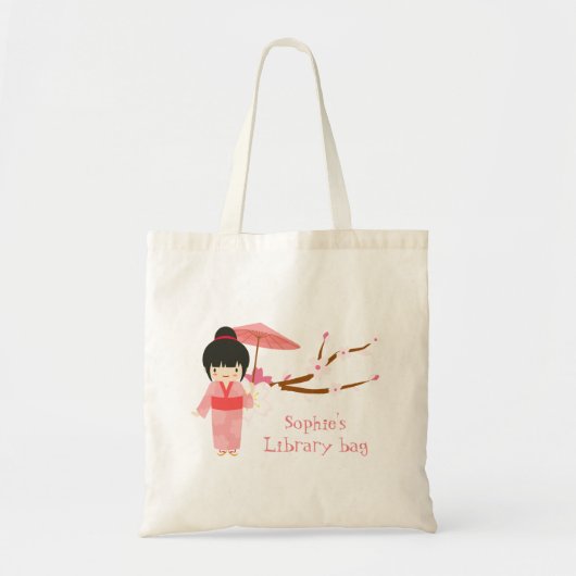 Cute Japanse roze Cherry Blossom Geisha Tote Bag (Voorkant)