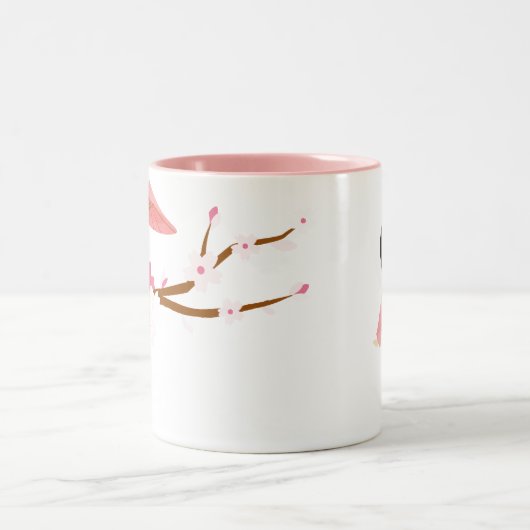 Cute Japanse roze Cherry Blossom Geisha Tweekleurige Koffiemok (Center)