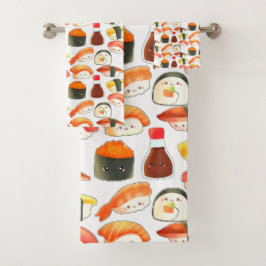 Cute Japanse Sushi Bad Handdoek