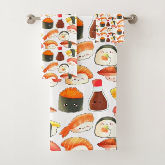 Cute Japanse Sushi Bad Handdoek (Insitu)
