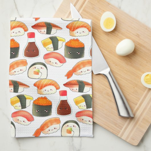 Cute Japanse Sushi Theedoek (Quarter Fold)