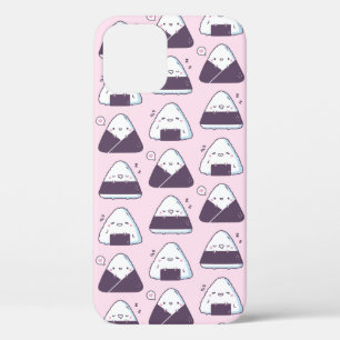 Cute Japanse Voedsel Onigiri Doodles Patroon Roze Case-Mate iPhone Case