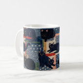 Cute Japanse Zwarte Katten Patchwork Koffiemok (Voorkant links)