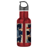 Cute Japanse Zwarte Katten Patchwork  Waterfles (Achterkant)